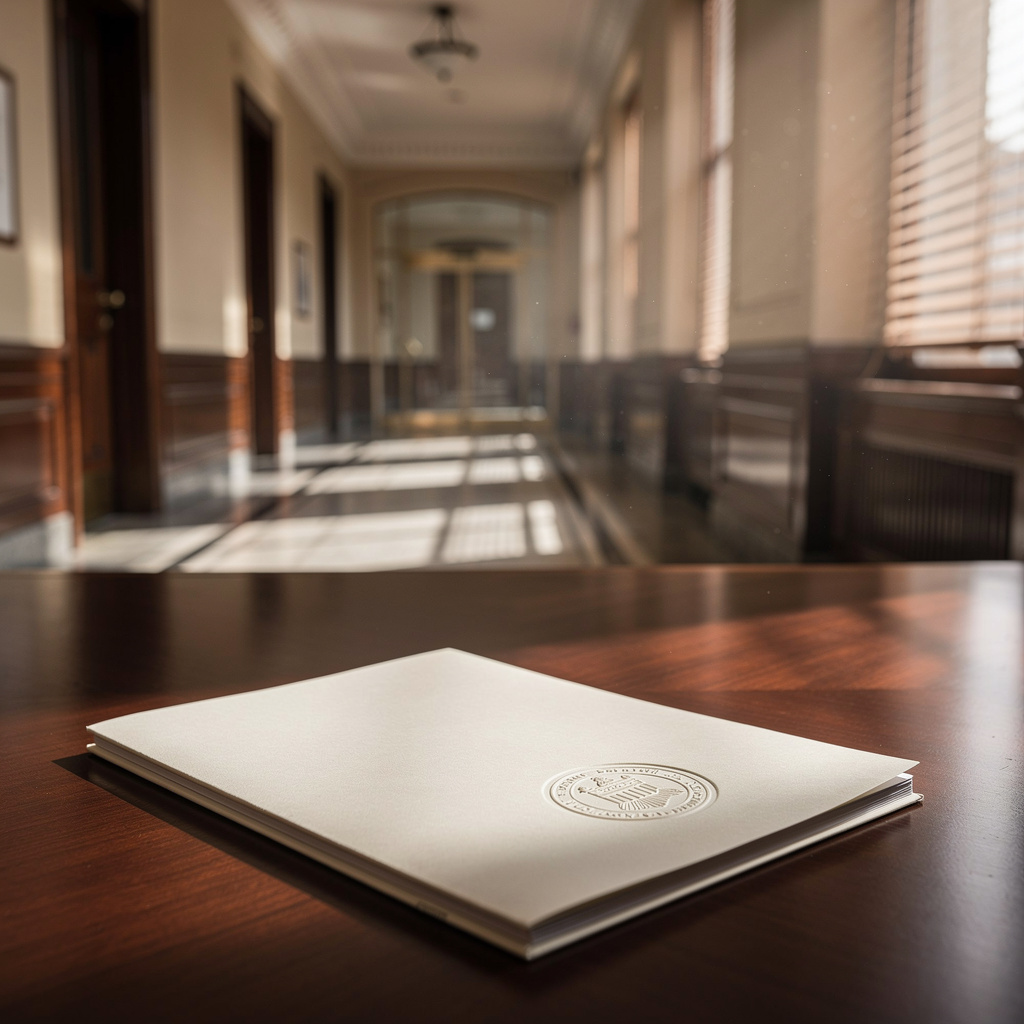 FDA peptide reclassification 2026 - formal document with embossed seal on mahogany desk representing regulatory policy change